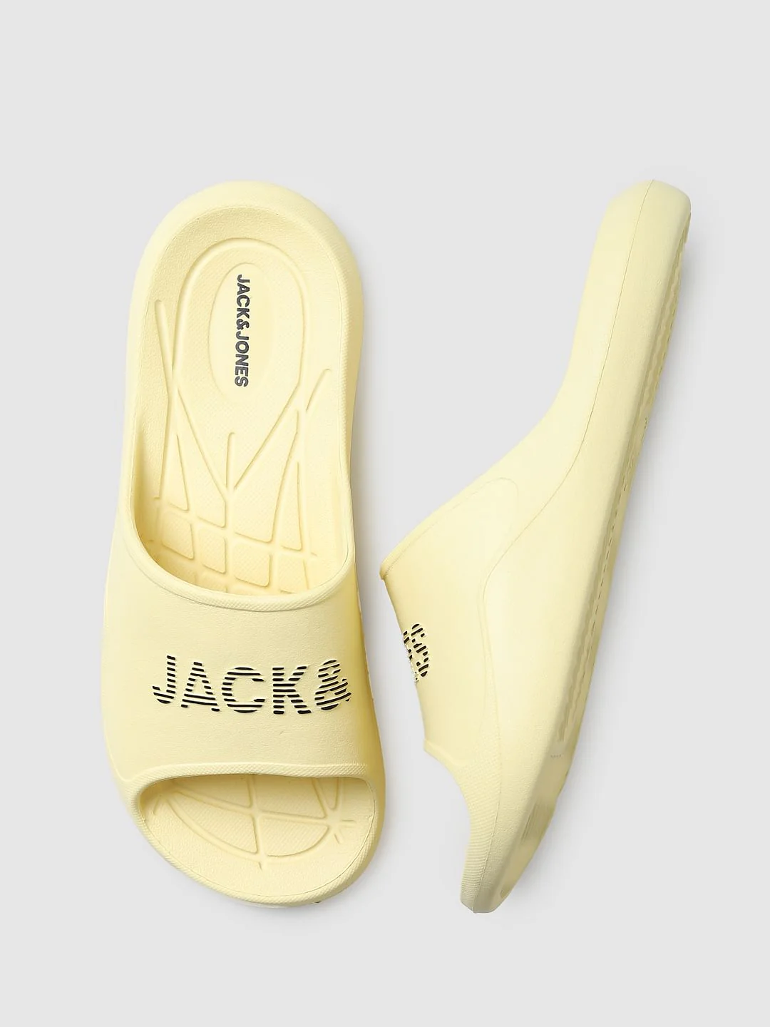 Pastel Yellow Logo Print Sliders - Image 7
