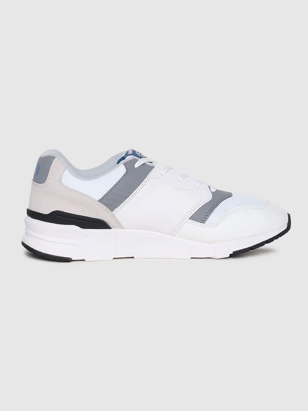 White & Grey Pu Colourblocked Sneakers - Image 3