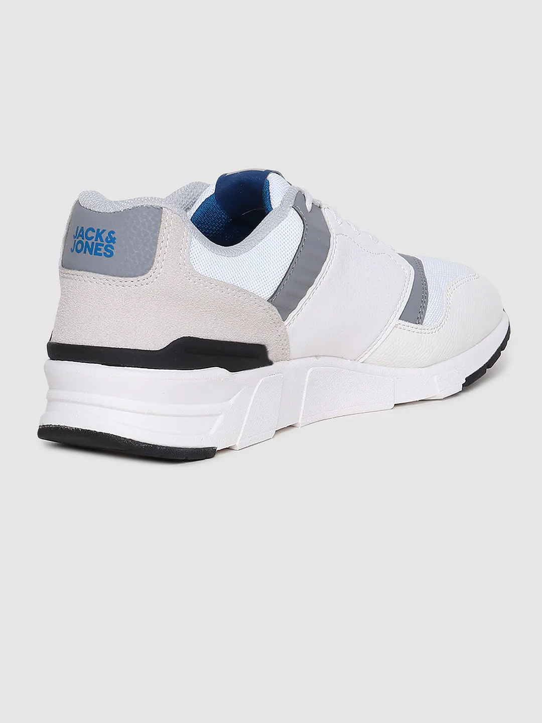 White & Grey Pu Colourblocked Sneakers - Image 4
