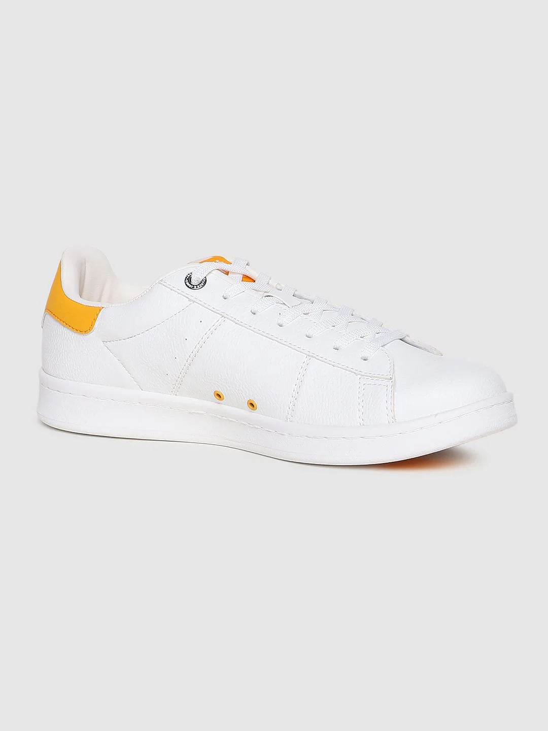 White & Yellow Colourblocked Lace Up Sneakers - Image 2