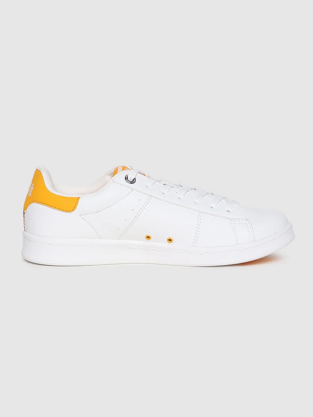 White & Yellow Colourblocked Lace Up Sneakers - Image 3