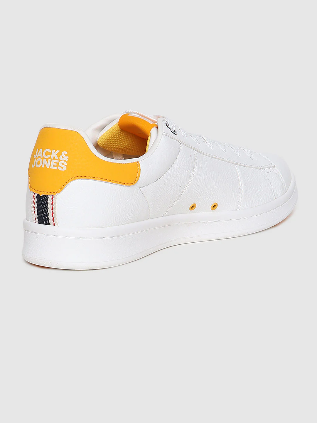 White & Yellow Colourblocked Lace Up Sneakers - Image 4