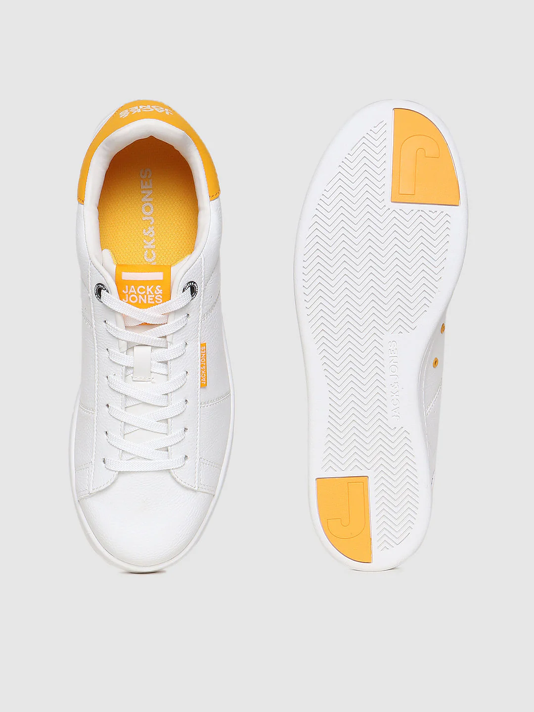 White & Yellow Colourblocked Lace Up Sneakers - Image 5