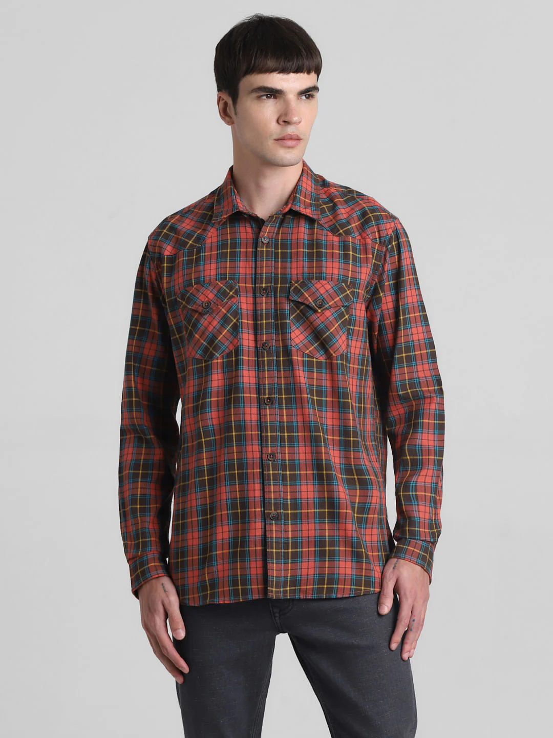 Brown Check Full Sleeves Shirt - Image 2
