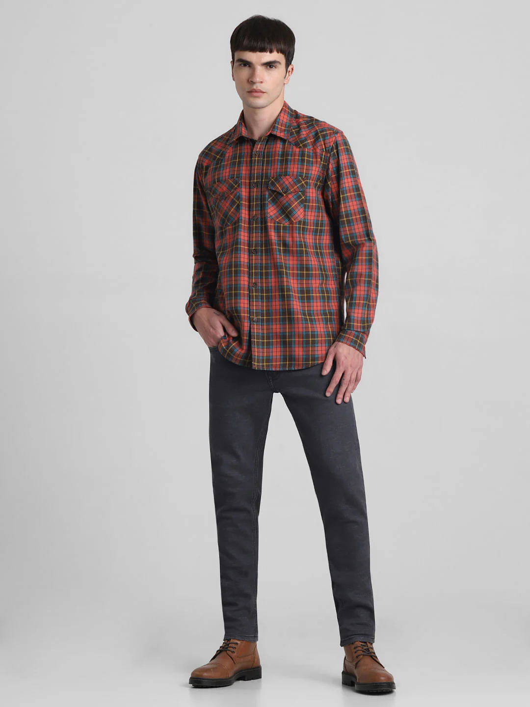 Brown Check Full Sleeves Shirt - Image 6