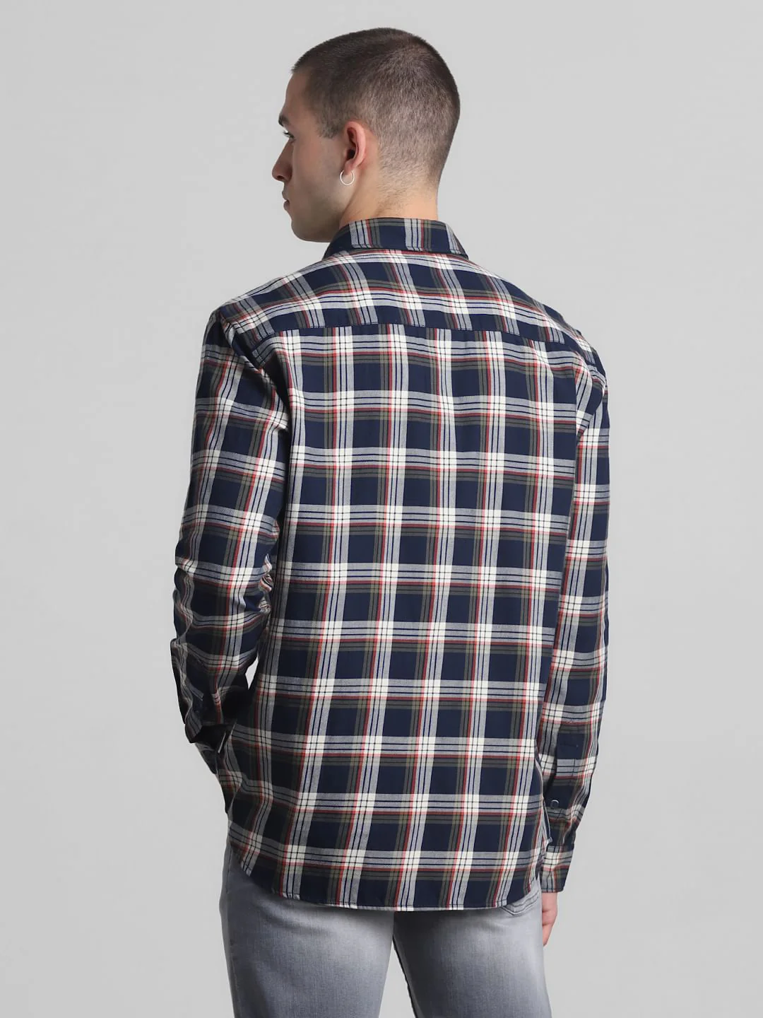 Navy Blue Check Full Sleeves Shirt - Image 4