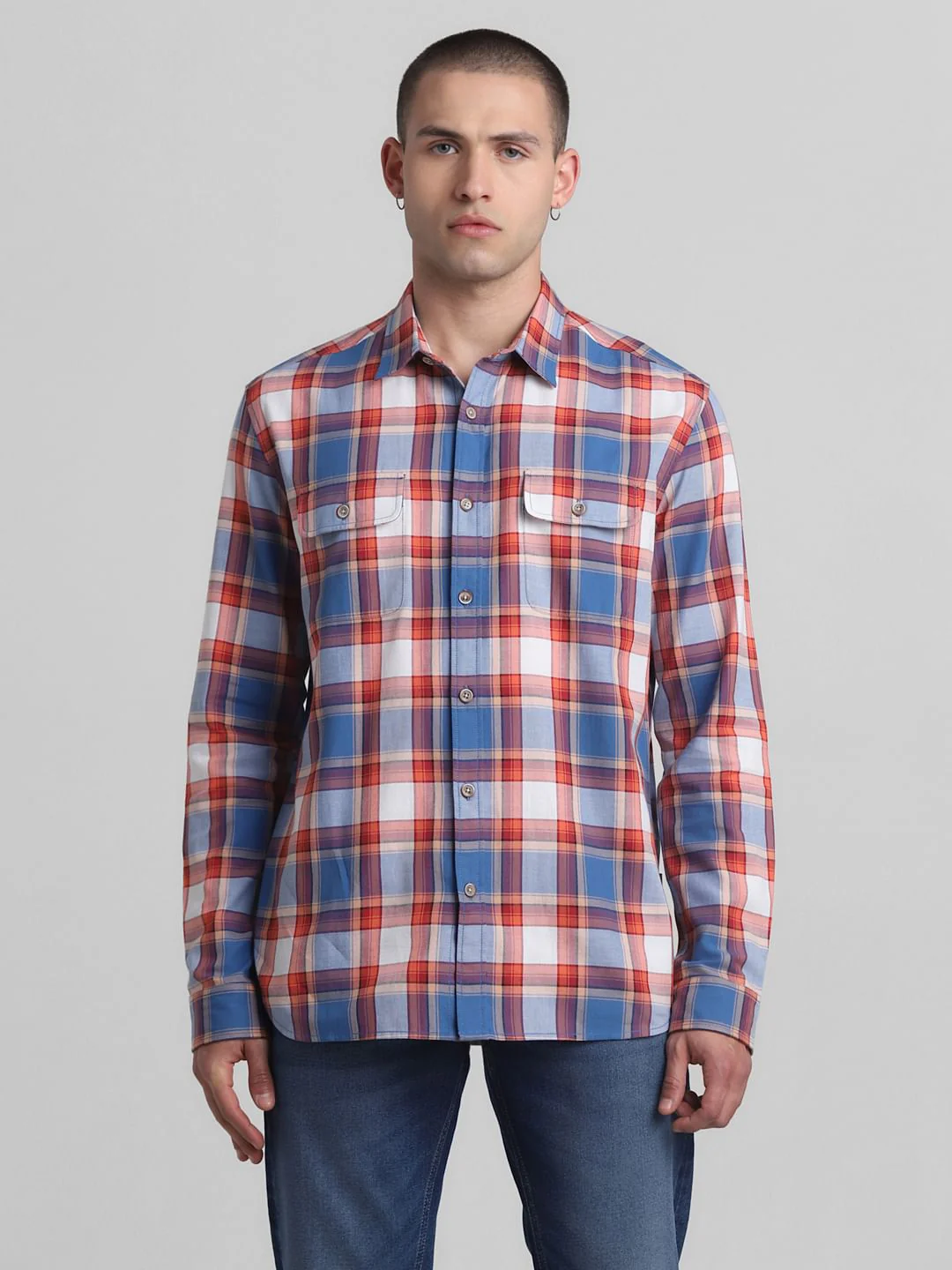 Blue Check Print Full Sleeves Shirt - Image 2