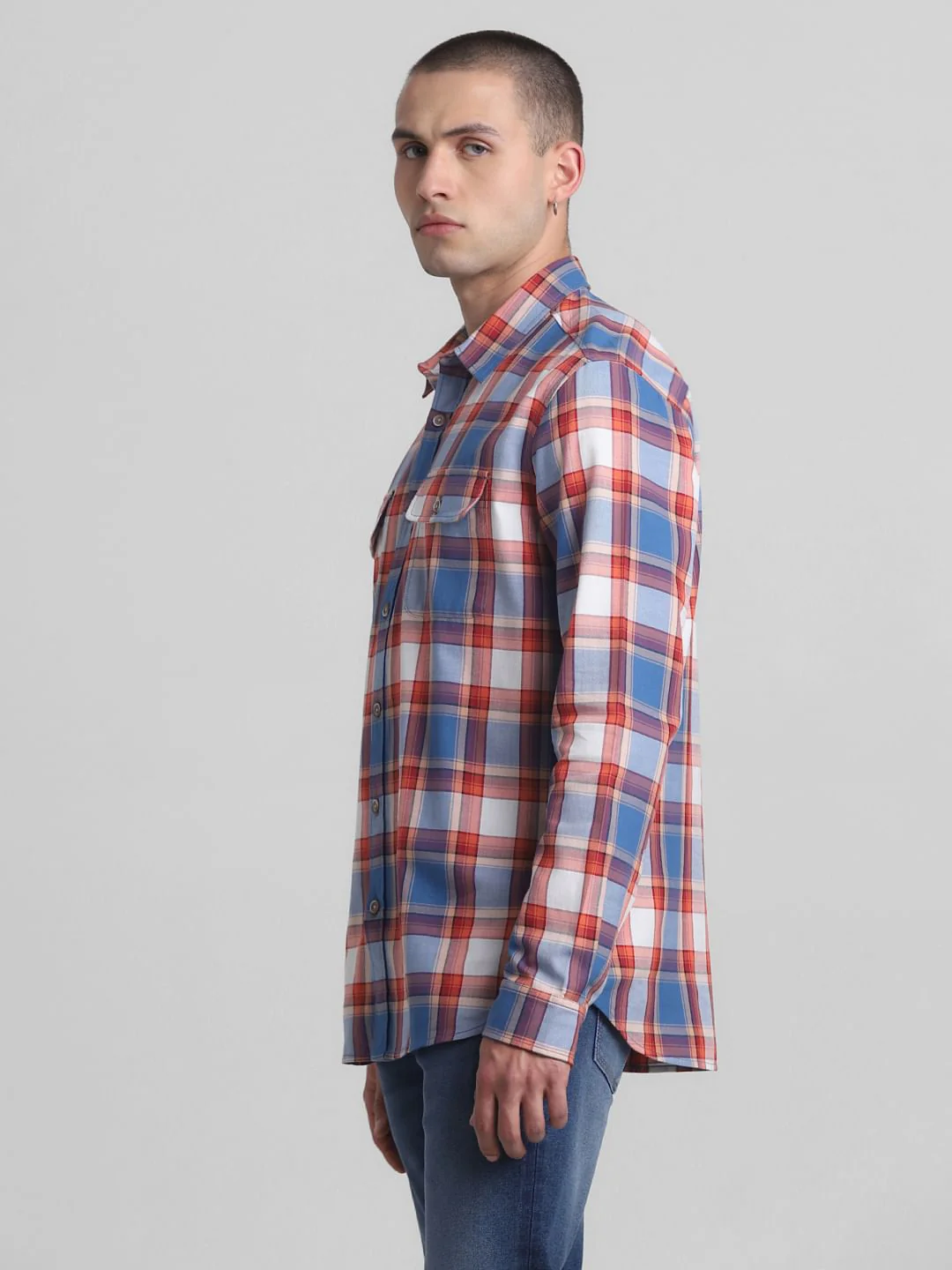 Blue Check Print Full Sleeves Shirt - Image 3