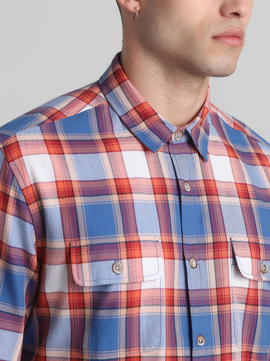 Blue Check Print Full Sleeves Shirt - Image 5