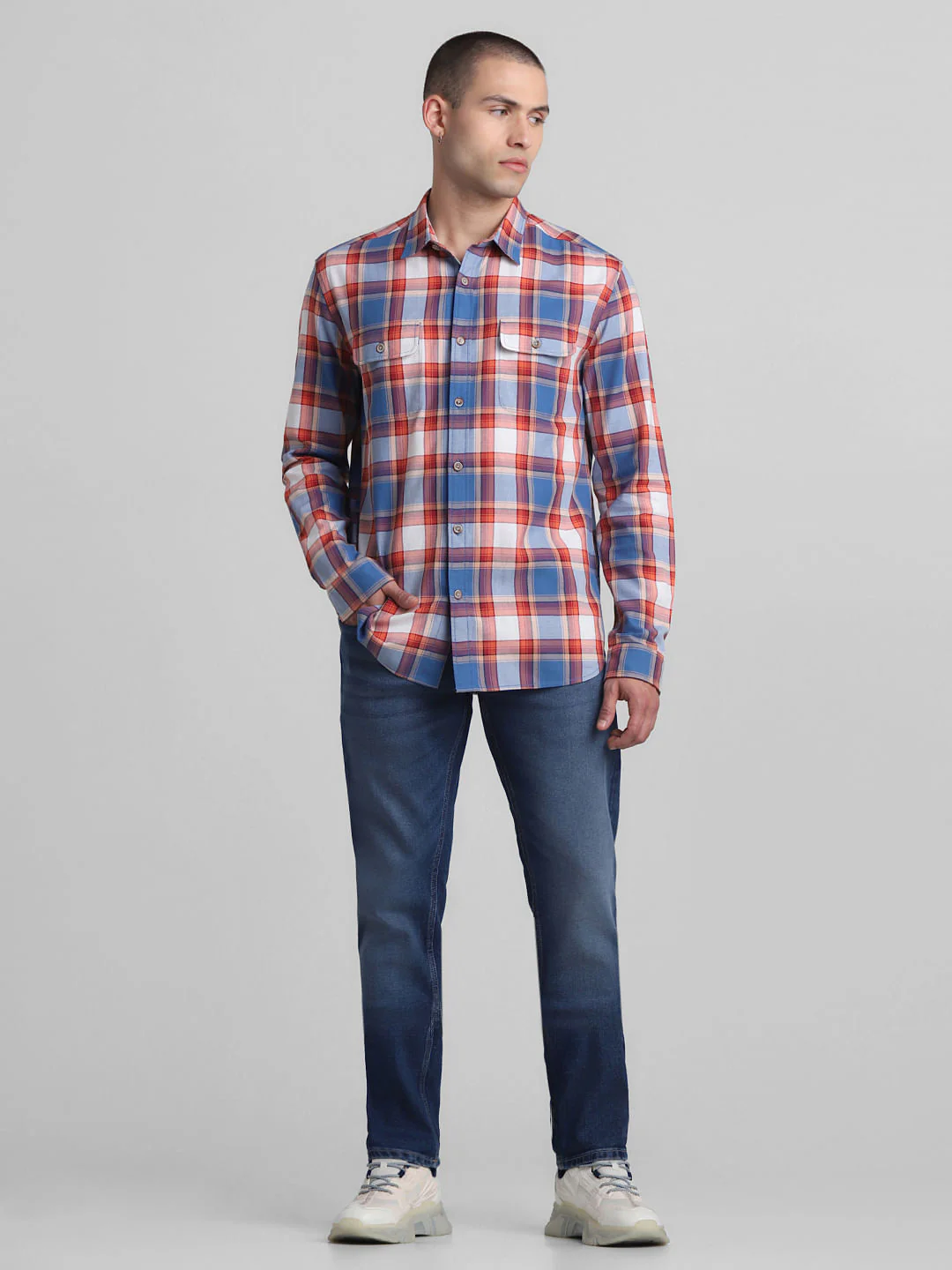 Blue Check Print Full Sleeves Shirt - Image 6
