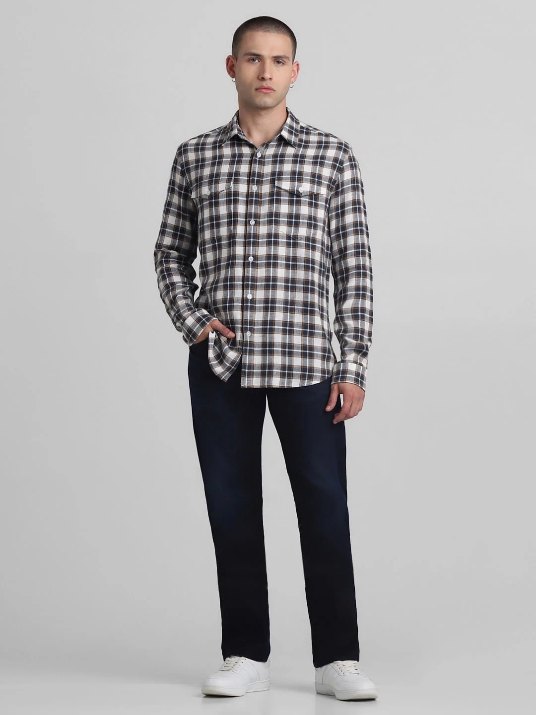 White Check Full Sleeves Shirt - Image 6