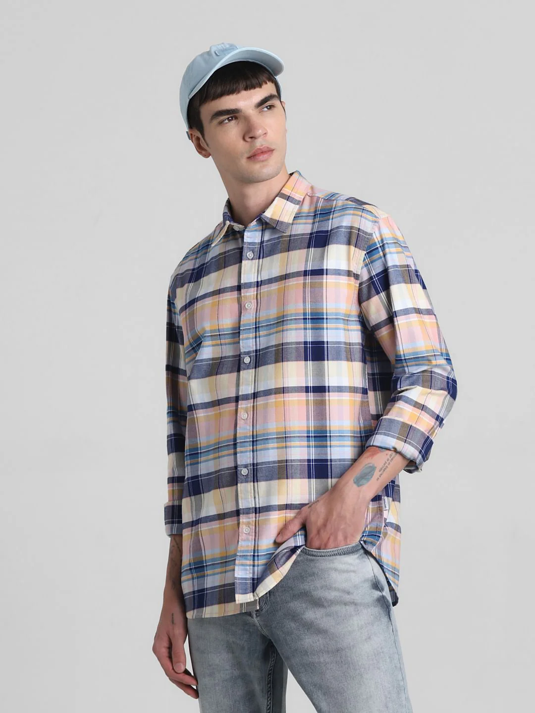 Pink Check Full Sleeves Shirt