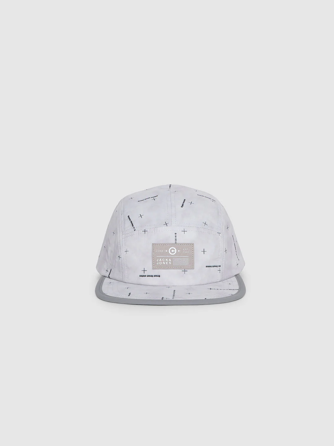 Grey Graphic Print Five Panel Cap - Image 2
