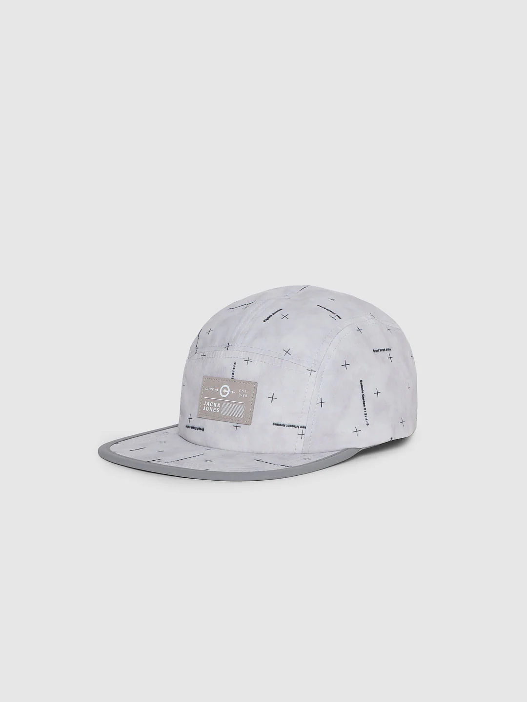 Grey Graphic Print Five Panel Cap - Image 5