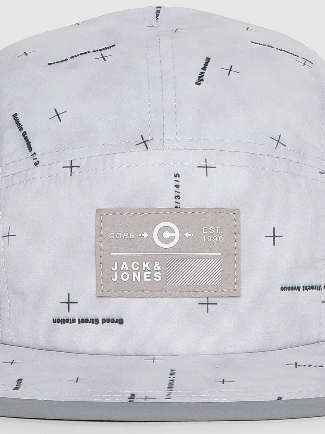 Grey Graphic Print Five Panel Cap - Image 6