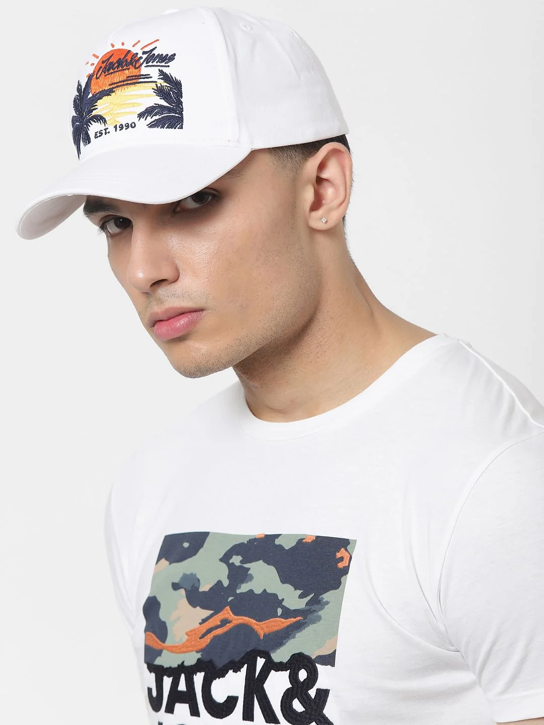 White Logo Print Baseball Cap - Image 2