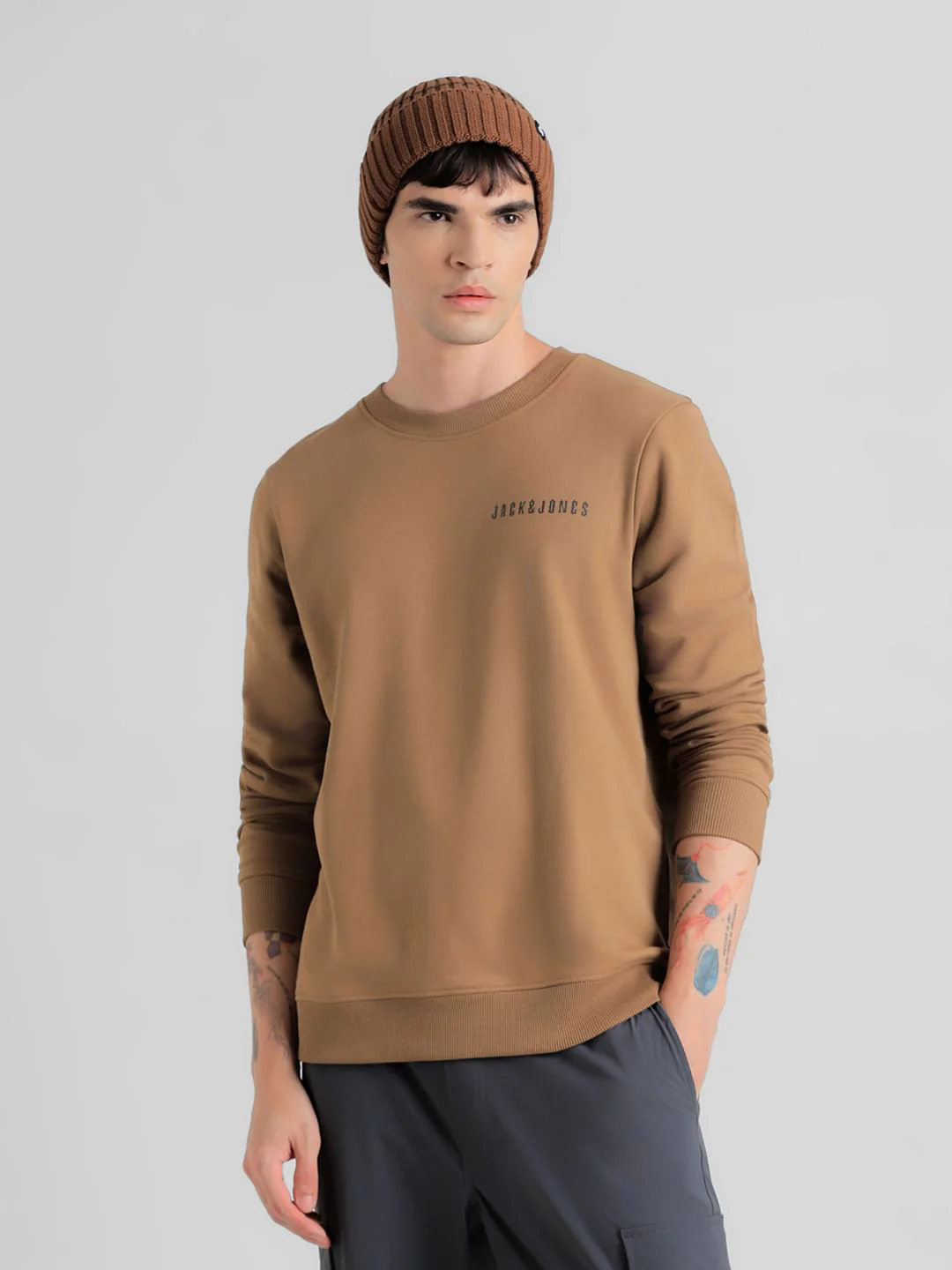 Brown Logo Text Print Sweatshirt