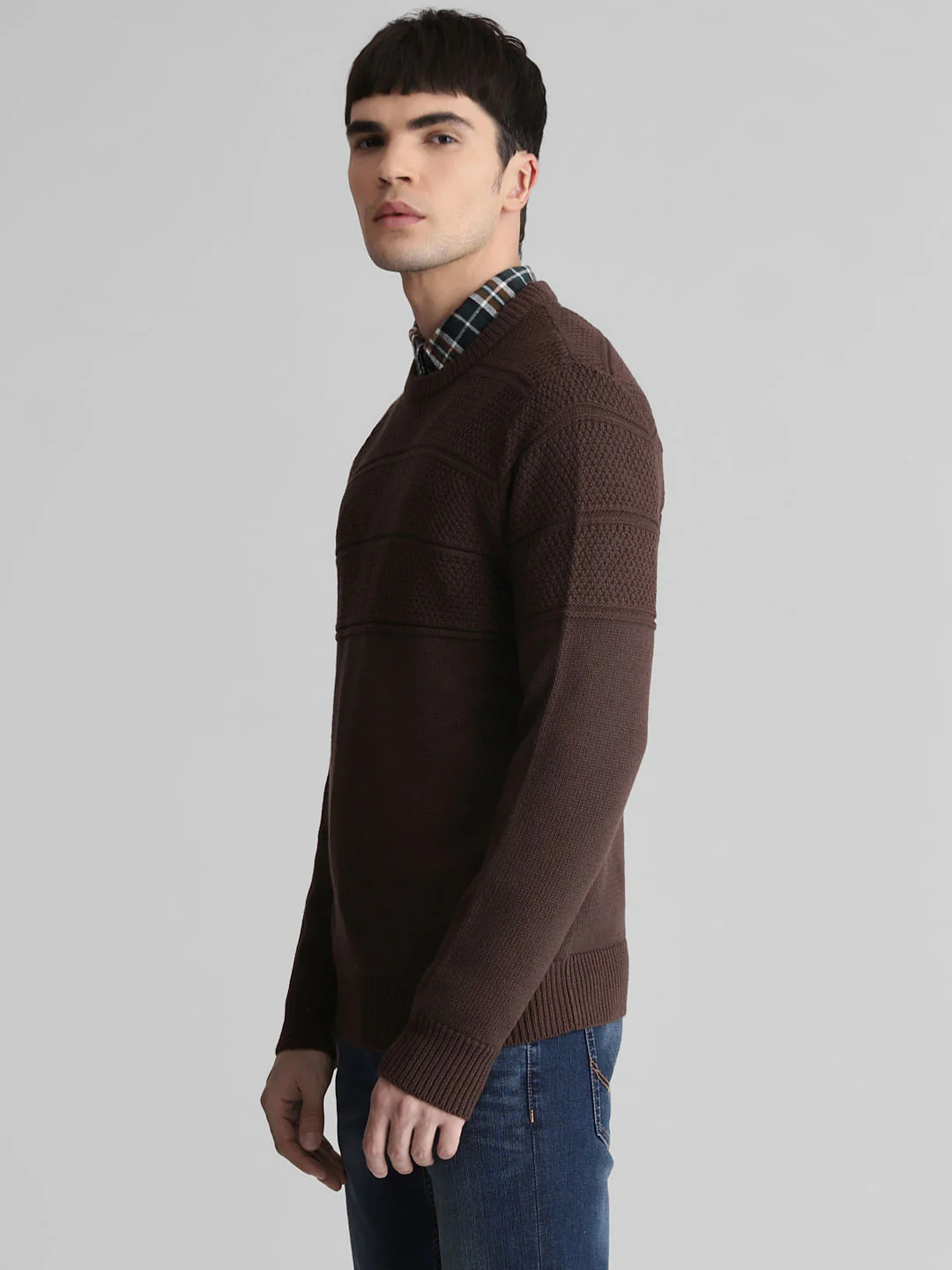 Brown Knit Crew Neck Sweater - Image 3