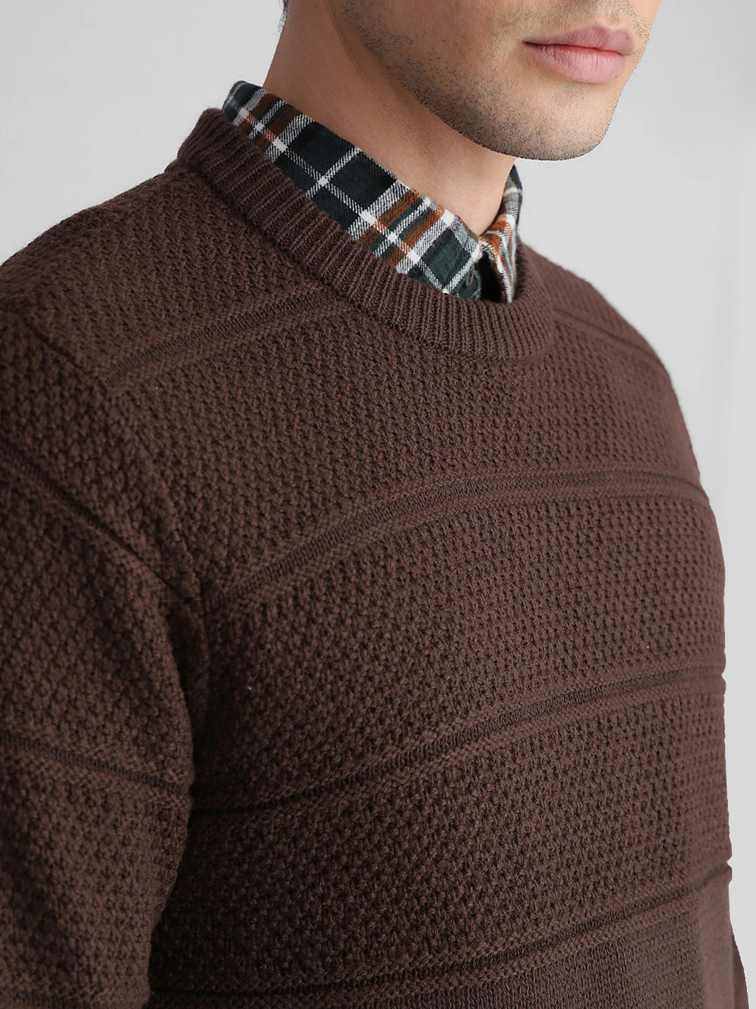 Brown Knit Crew Neck Sweater - Image 5