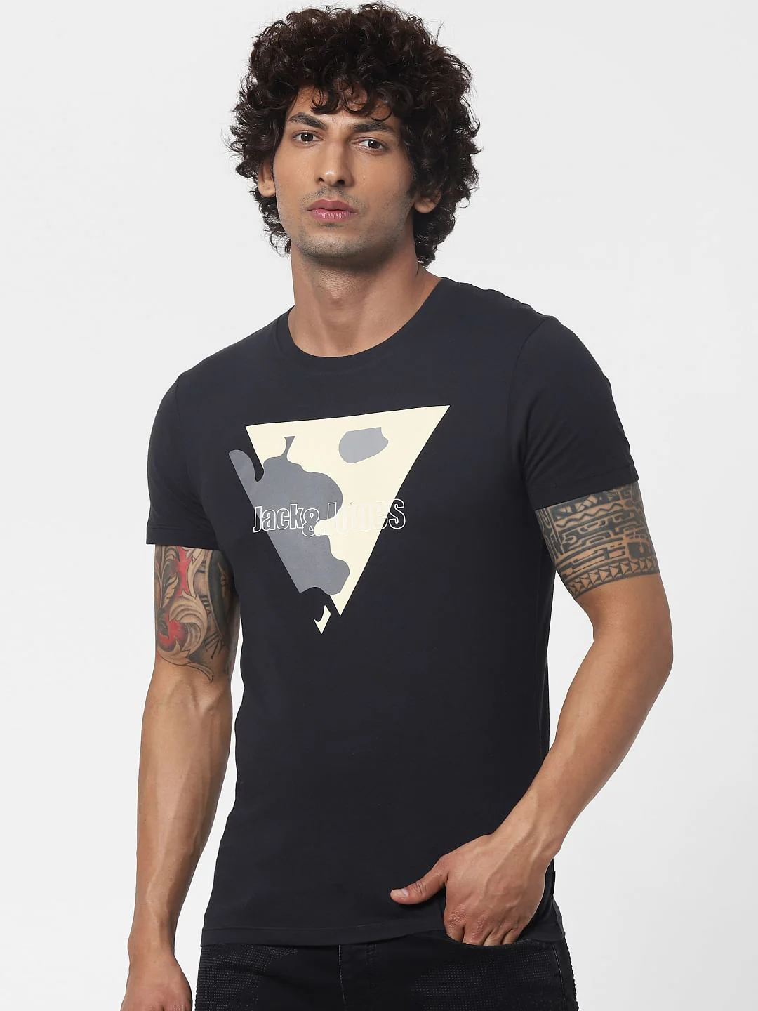 Black Logo Print Crew Neck T-shirt - Image 2