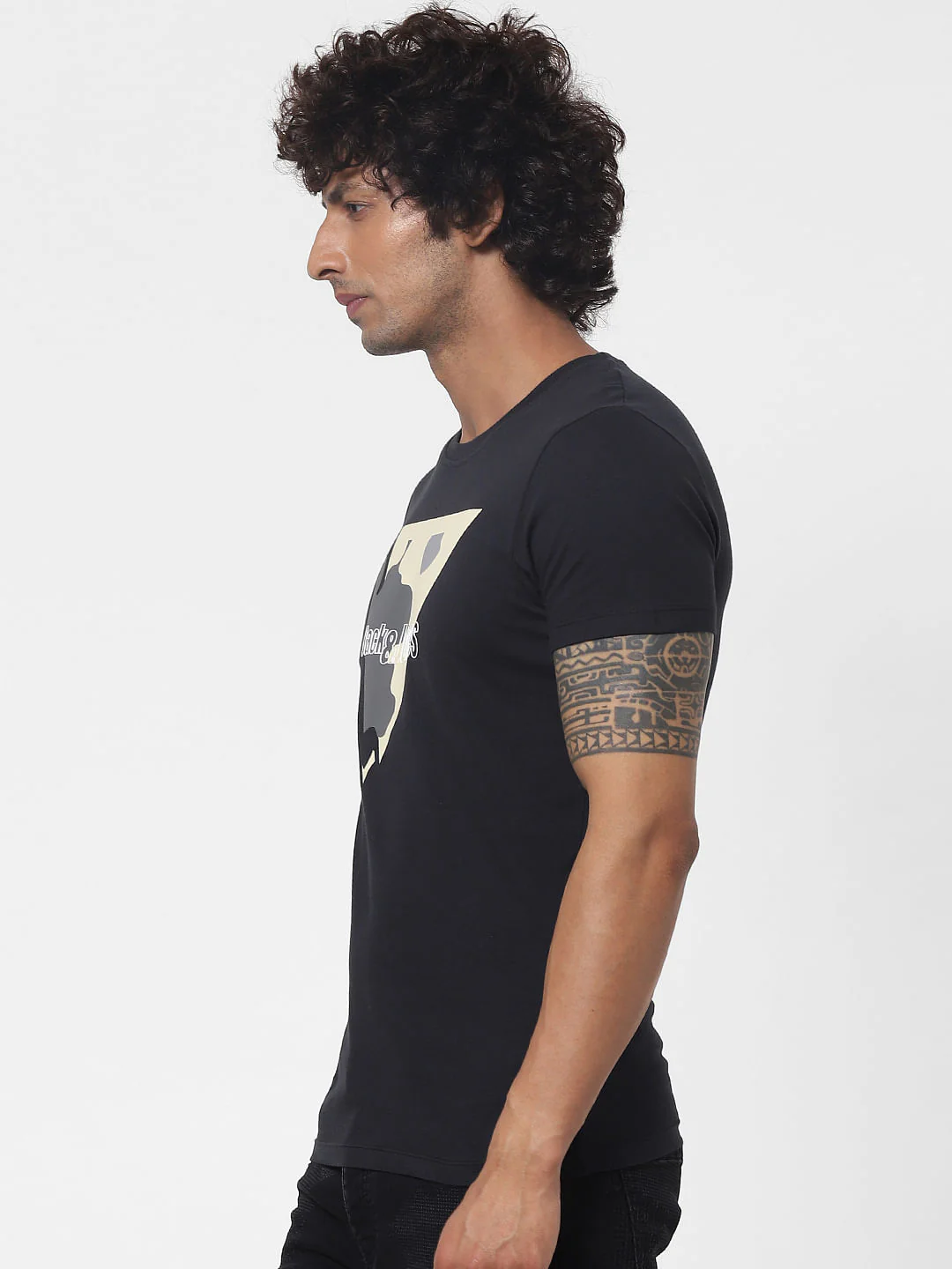 Black Logo Print Crew Neck T-shirt - Image 3