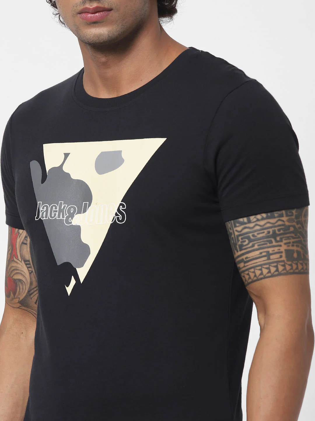 Black Logo Print Crew Neck T-shirt - Image 5