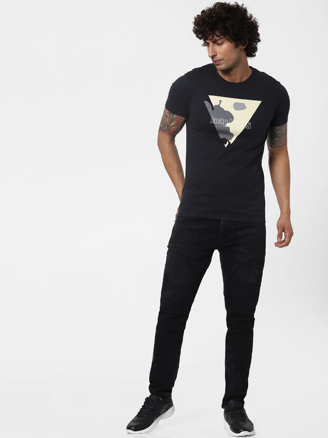Black Logo Print Crew Neck T-shirt - Image 6