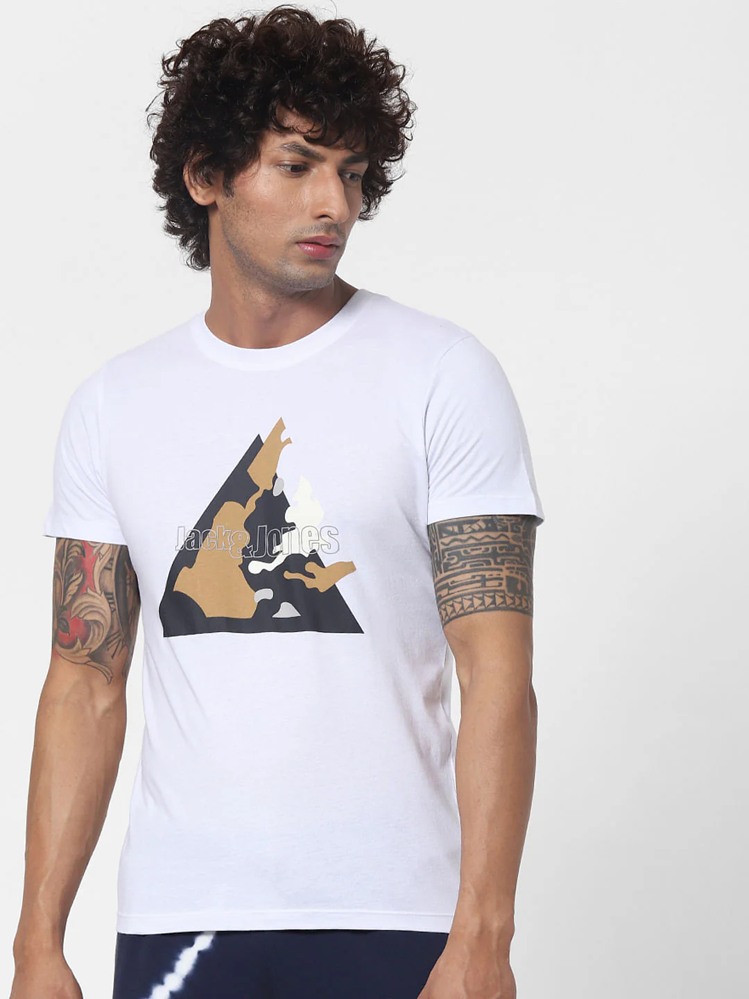White Logo Print Crew Neck T-shirt - Image 2