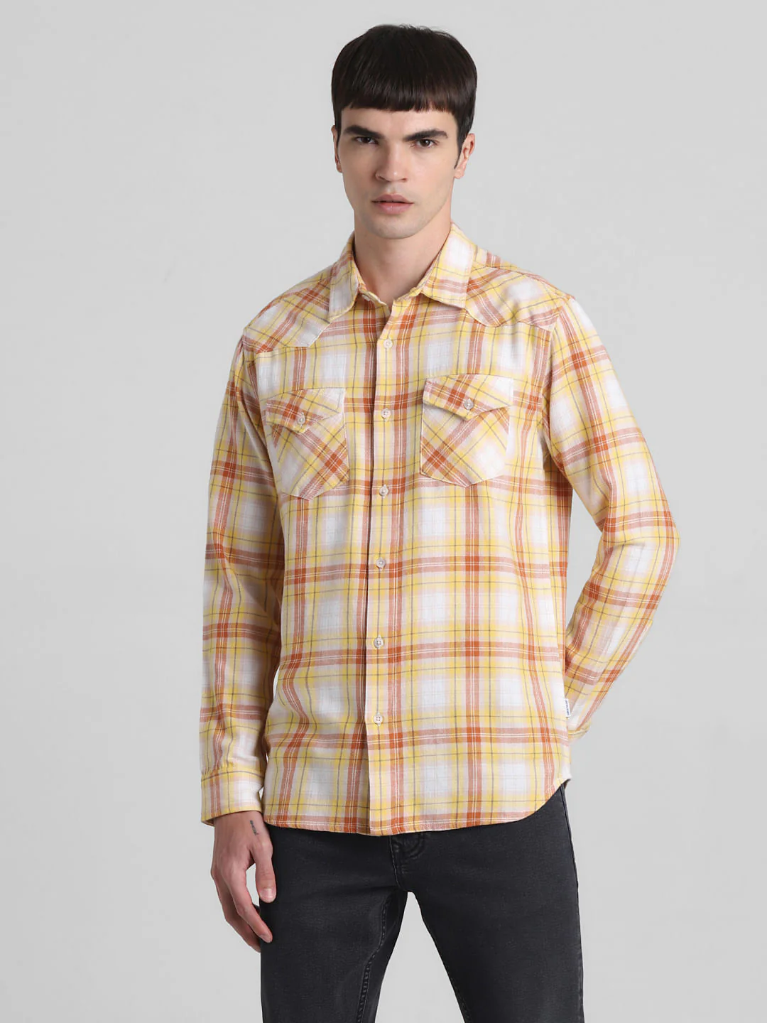Yellow Check Full Sleeves Shirt - Image 2