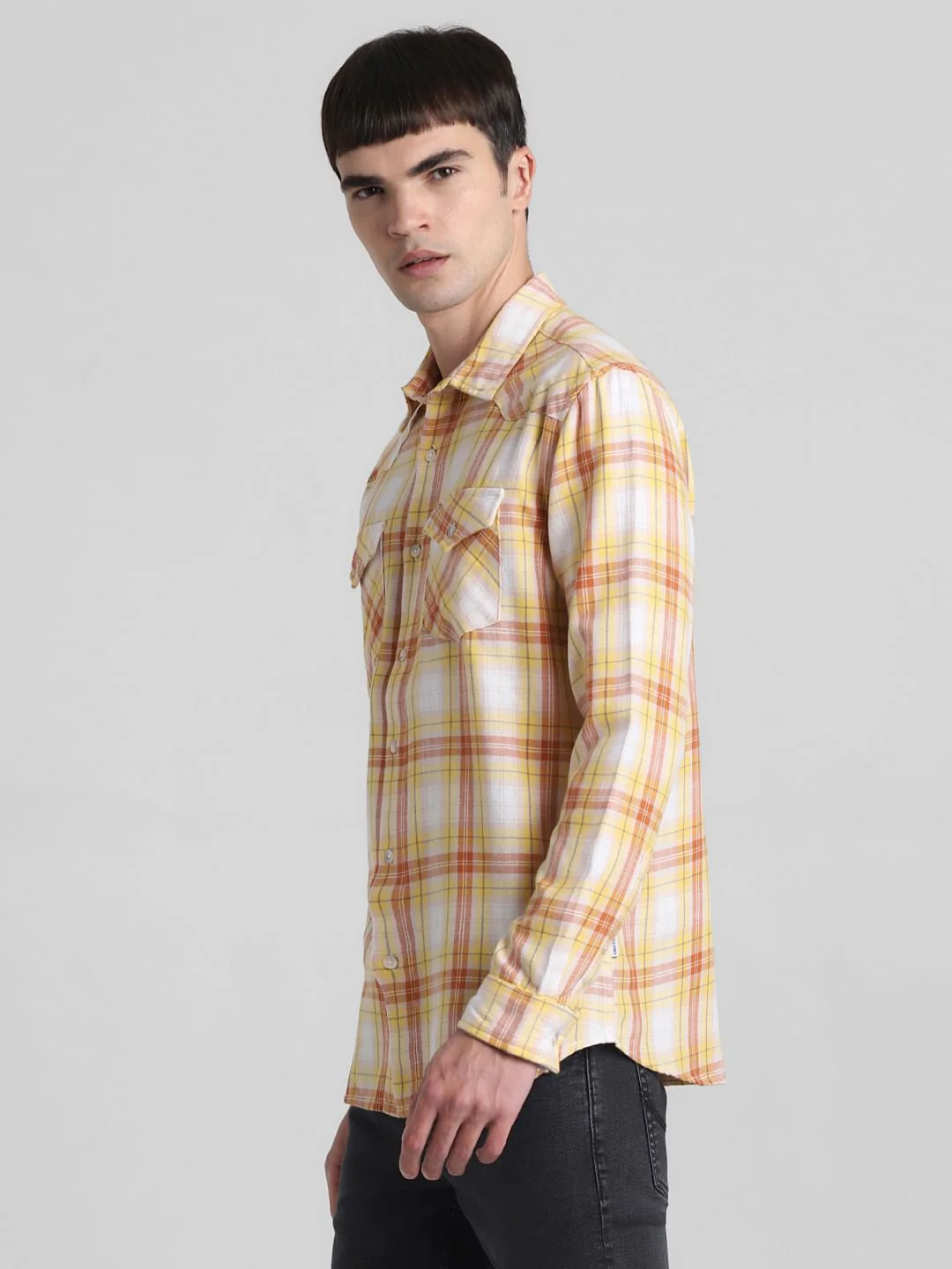 Yellow Check Full Sleeves Shirt - Image 3