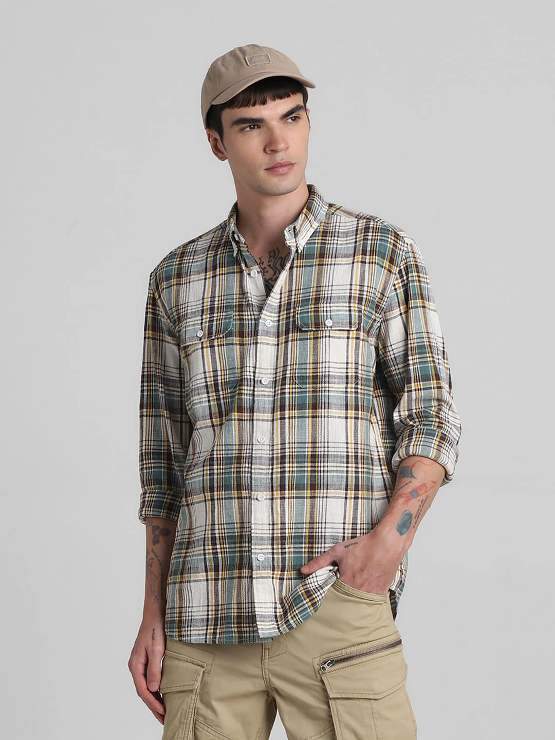 White Check Full Sleeves Shirt