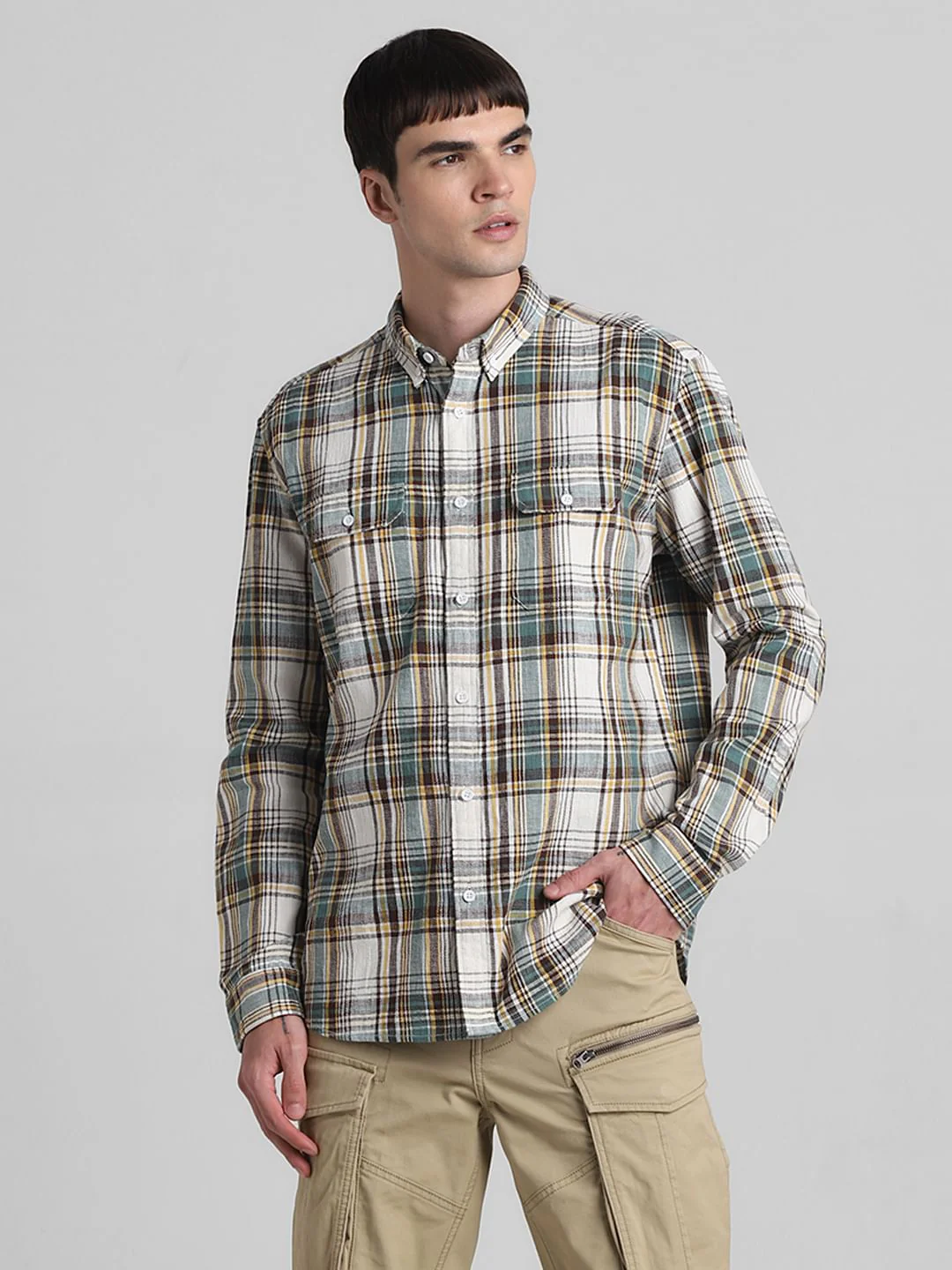White Check Full Sleeves Shirt - Image 2