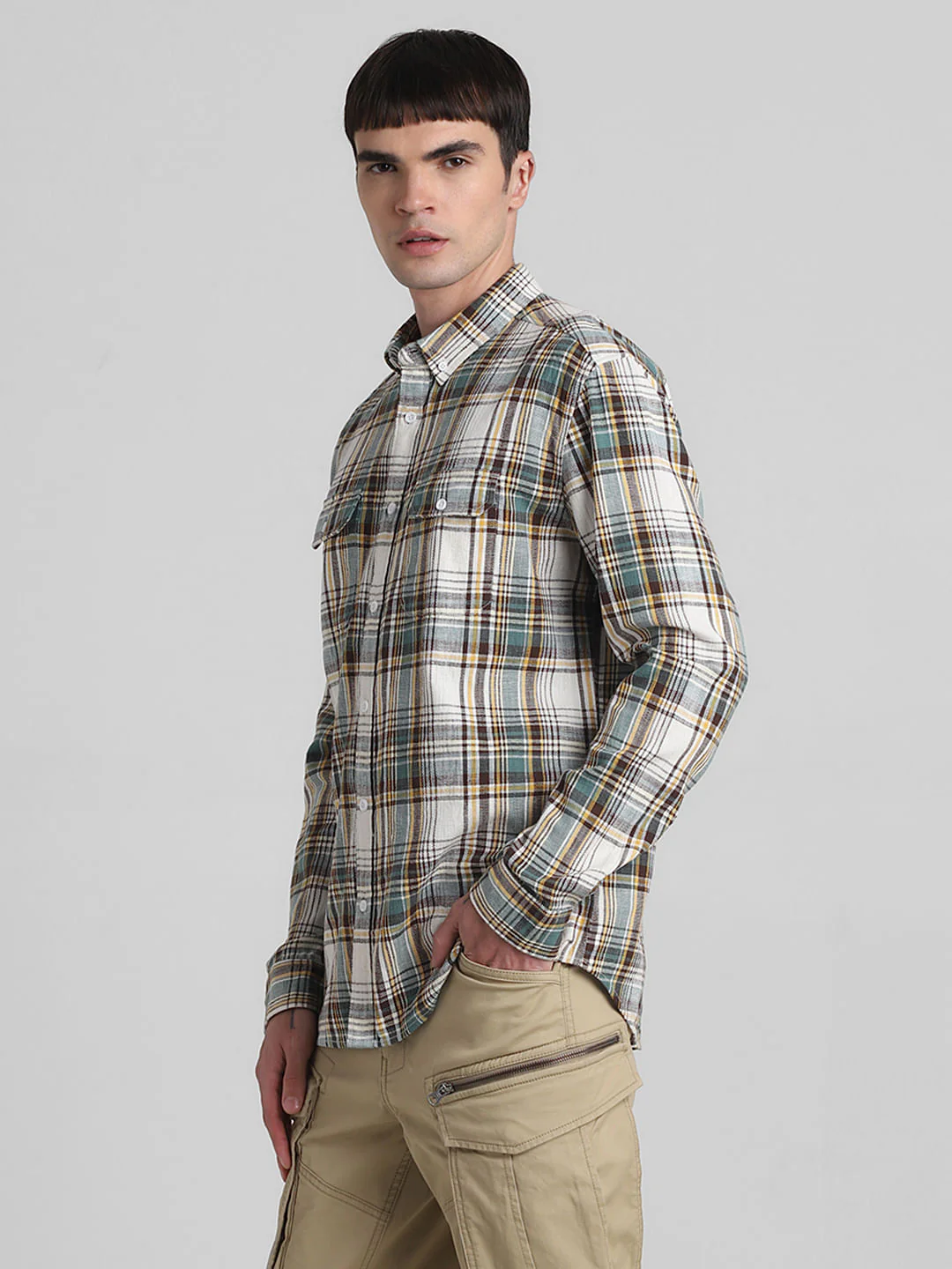 White Check Full Sleeves Shirt - Image 3