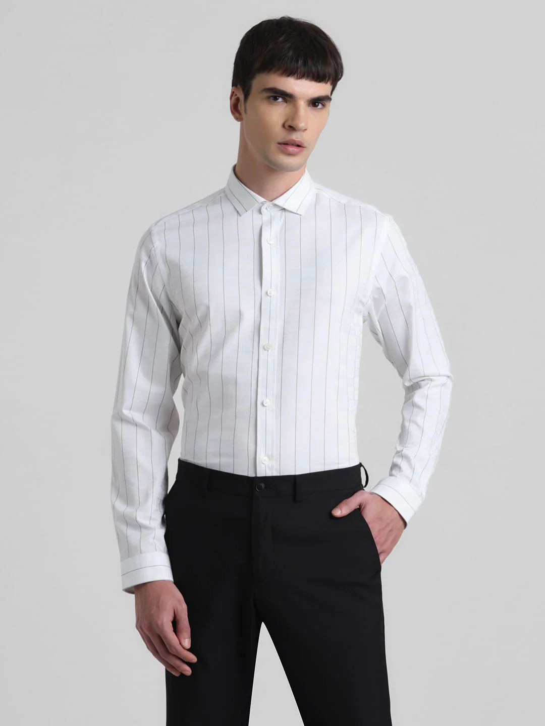 White Striped Dobby Cotton Shirt - Image 2