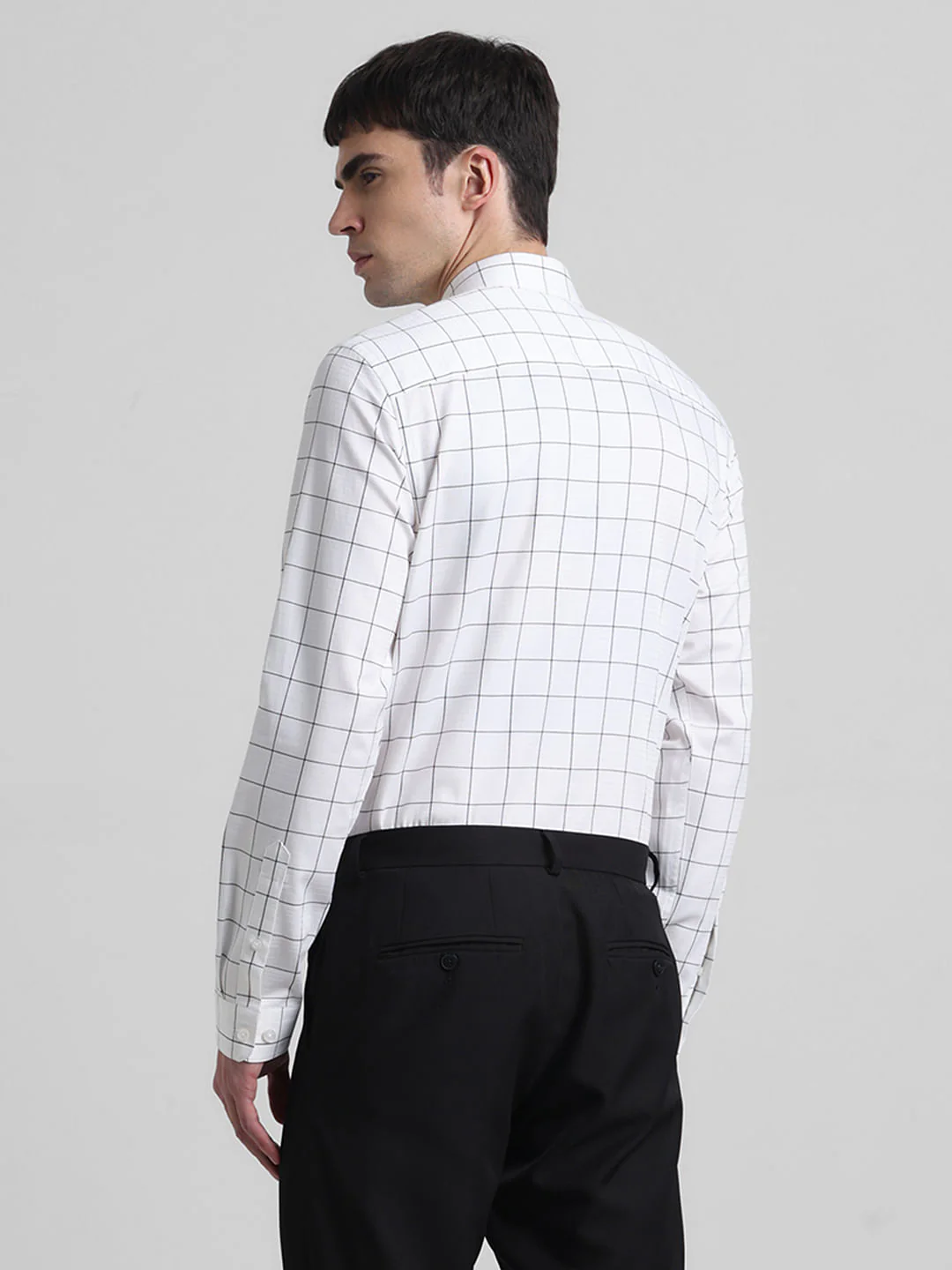White Dobby Check Full Sleeves Shirt - Image 4