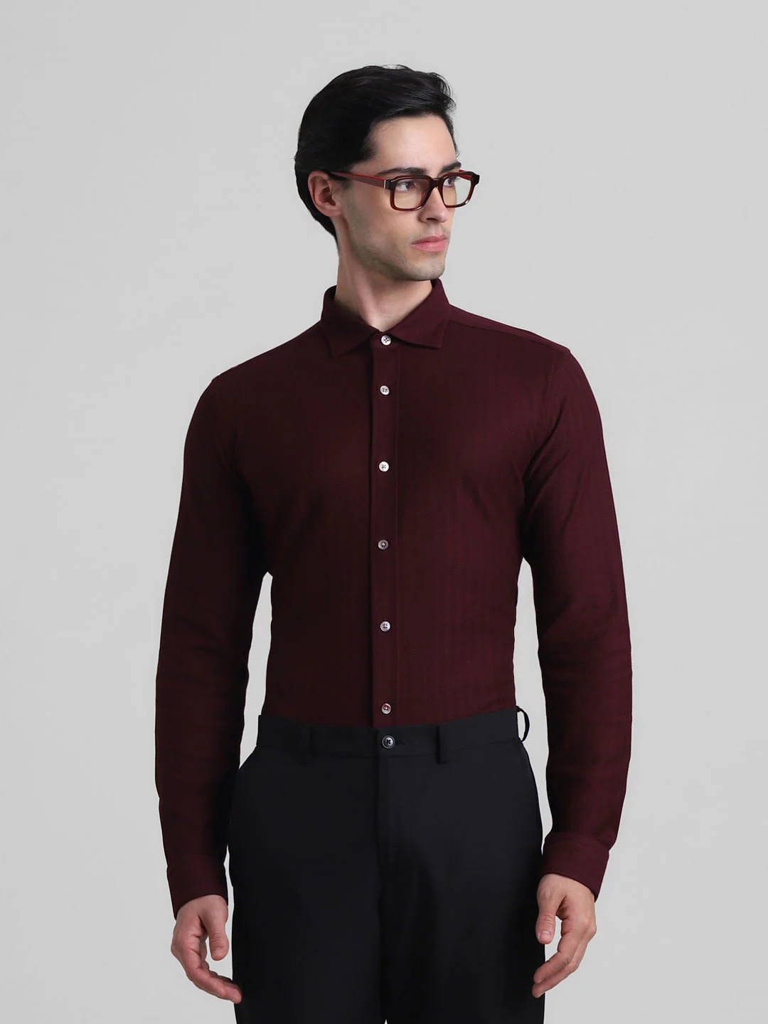 Maroon Chevron Print Knitted Shirt