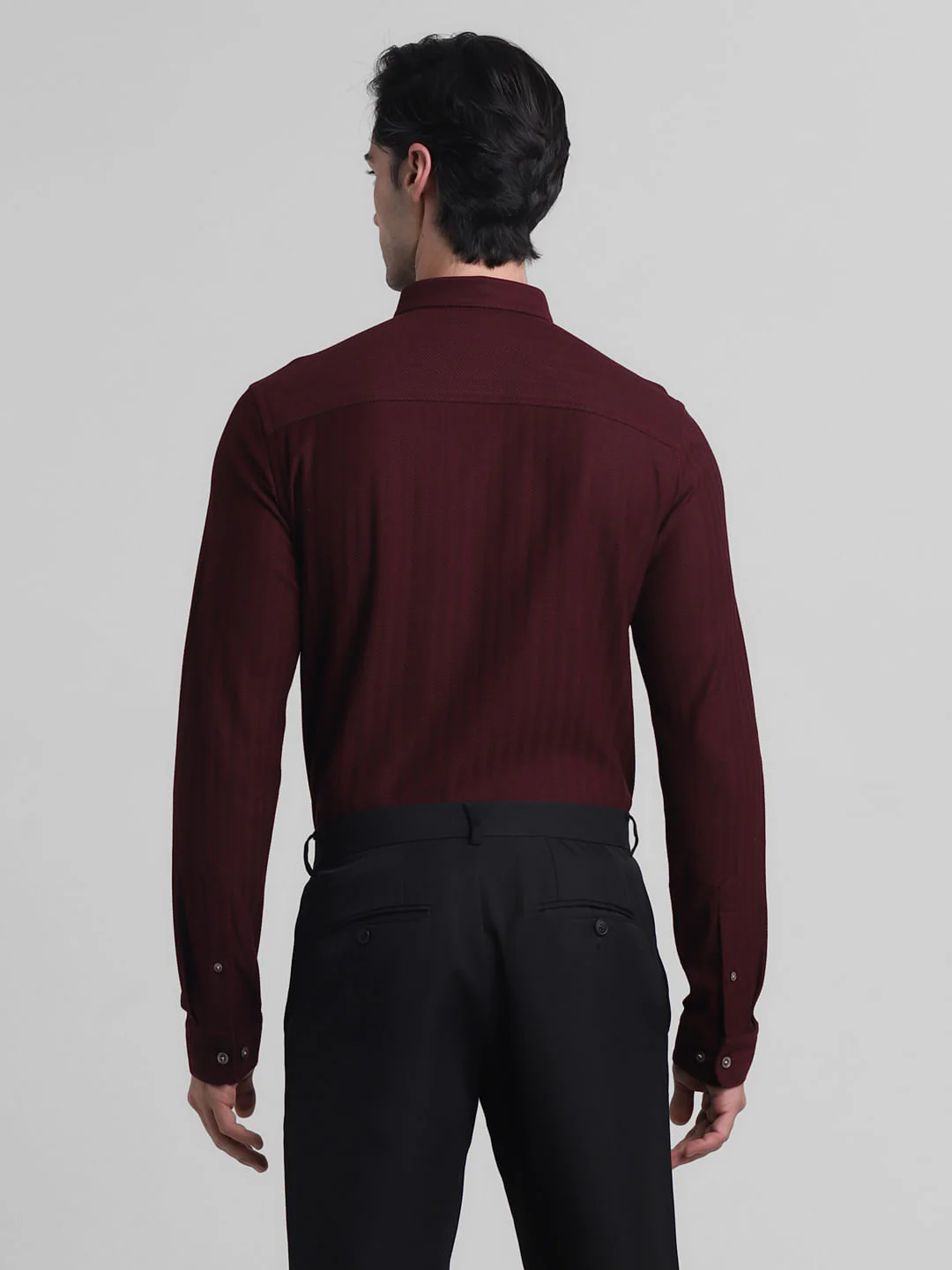 Maroon Chevron Print Knitted Shirt - Image 4