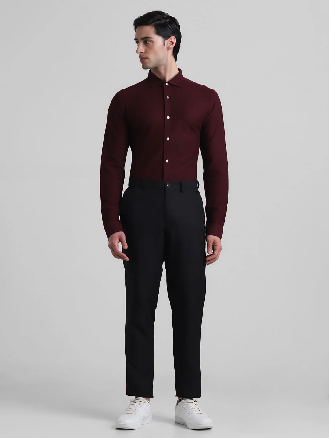 Maroon Chevron Print Knitted Shirt - Image 6