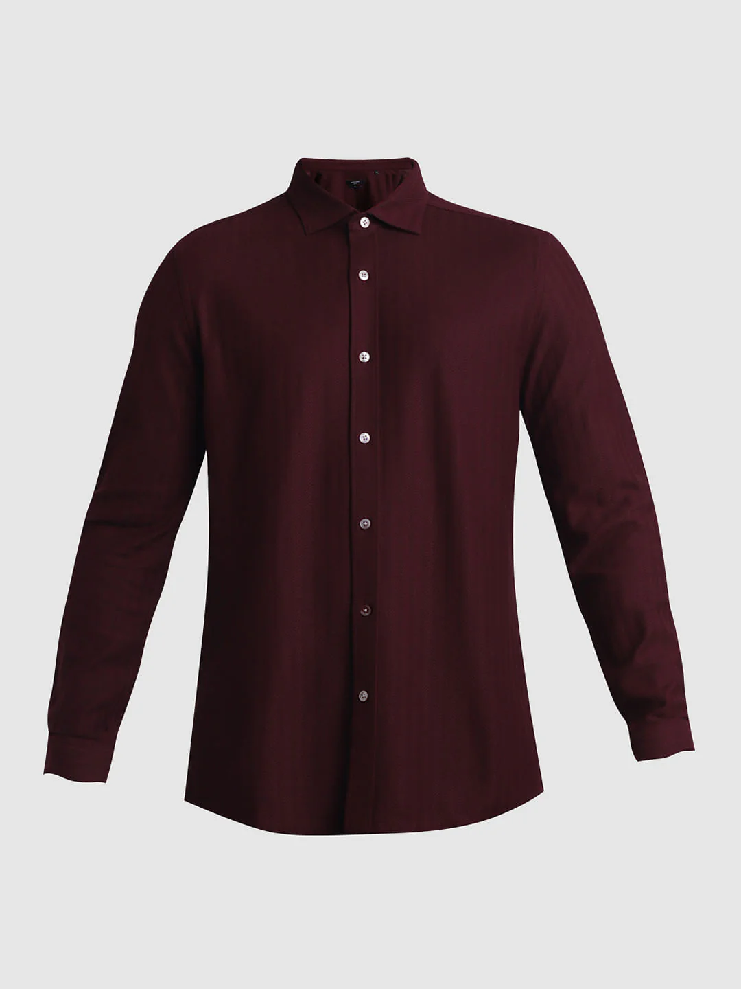 Maroon Chevron Print Knitted Shirt - Image 7