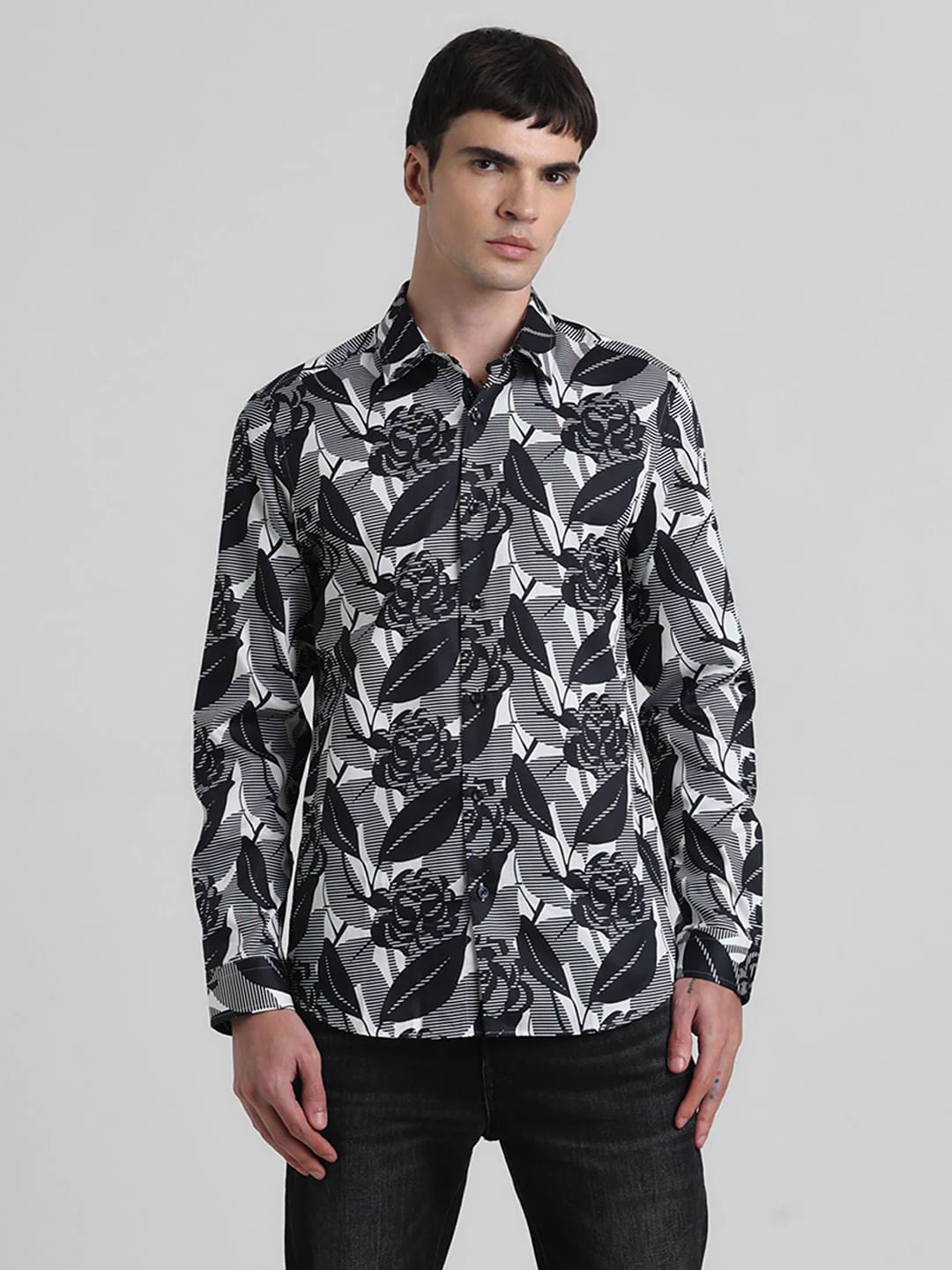 Black Abstract Print Full Sleeves Shirt - Image 2