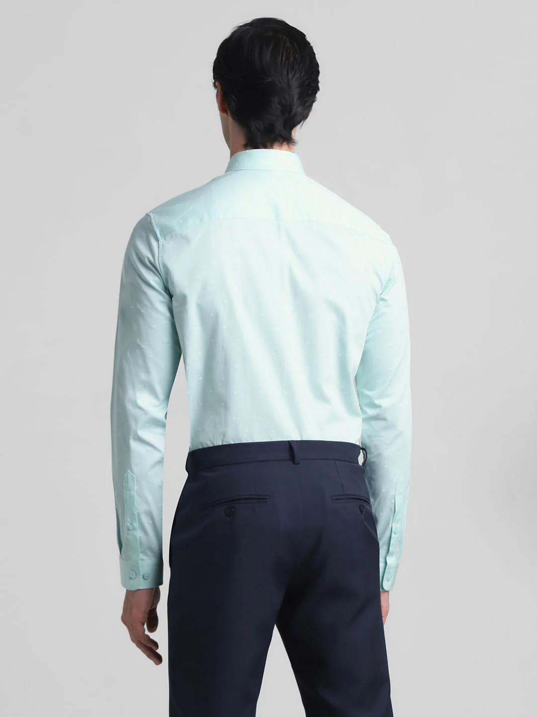 Light Green Dobby Full Sleeves Shirt - Image 4