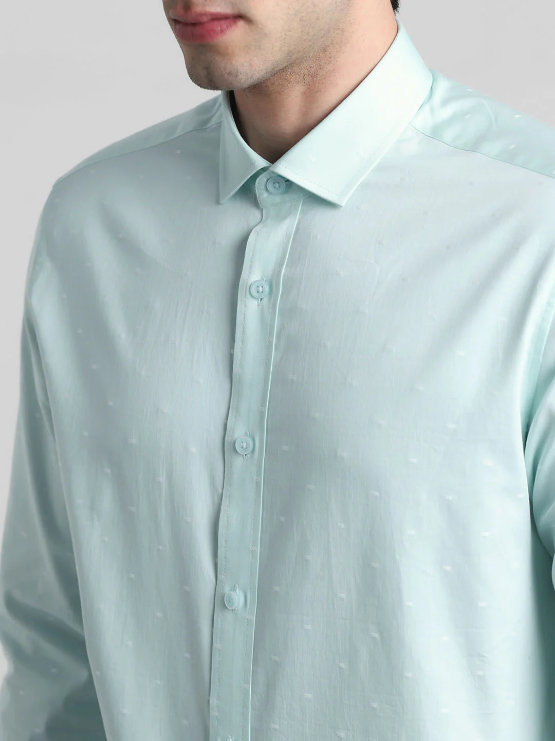 Light Green Dobby Full Sleeves Shirt - Image 5