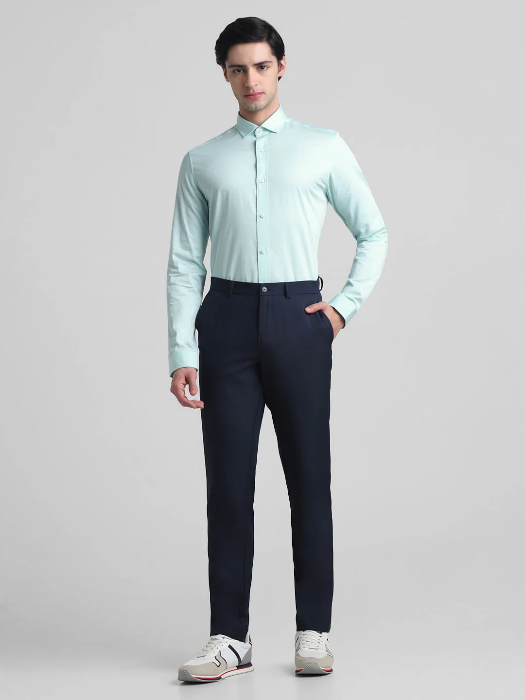 Light Green Dobby Full Sleeves Shirt - Image 6
