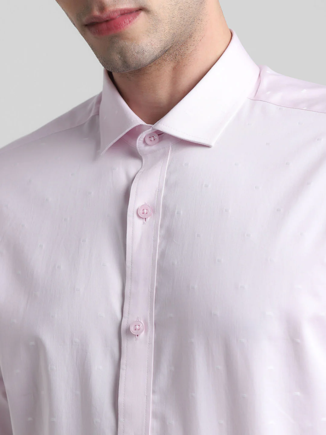 Light Pink Dobby Full Sleeves Shirt - Image 5