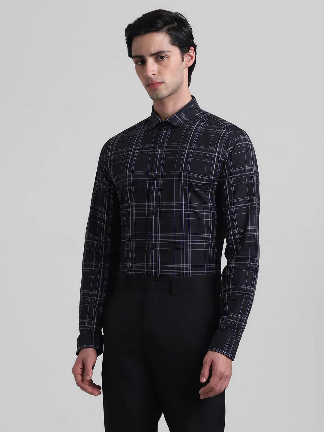 Black Check Print Full Sleeves Shirt - Image 2