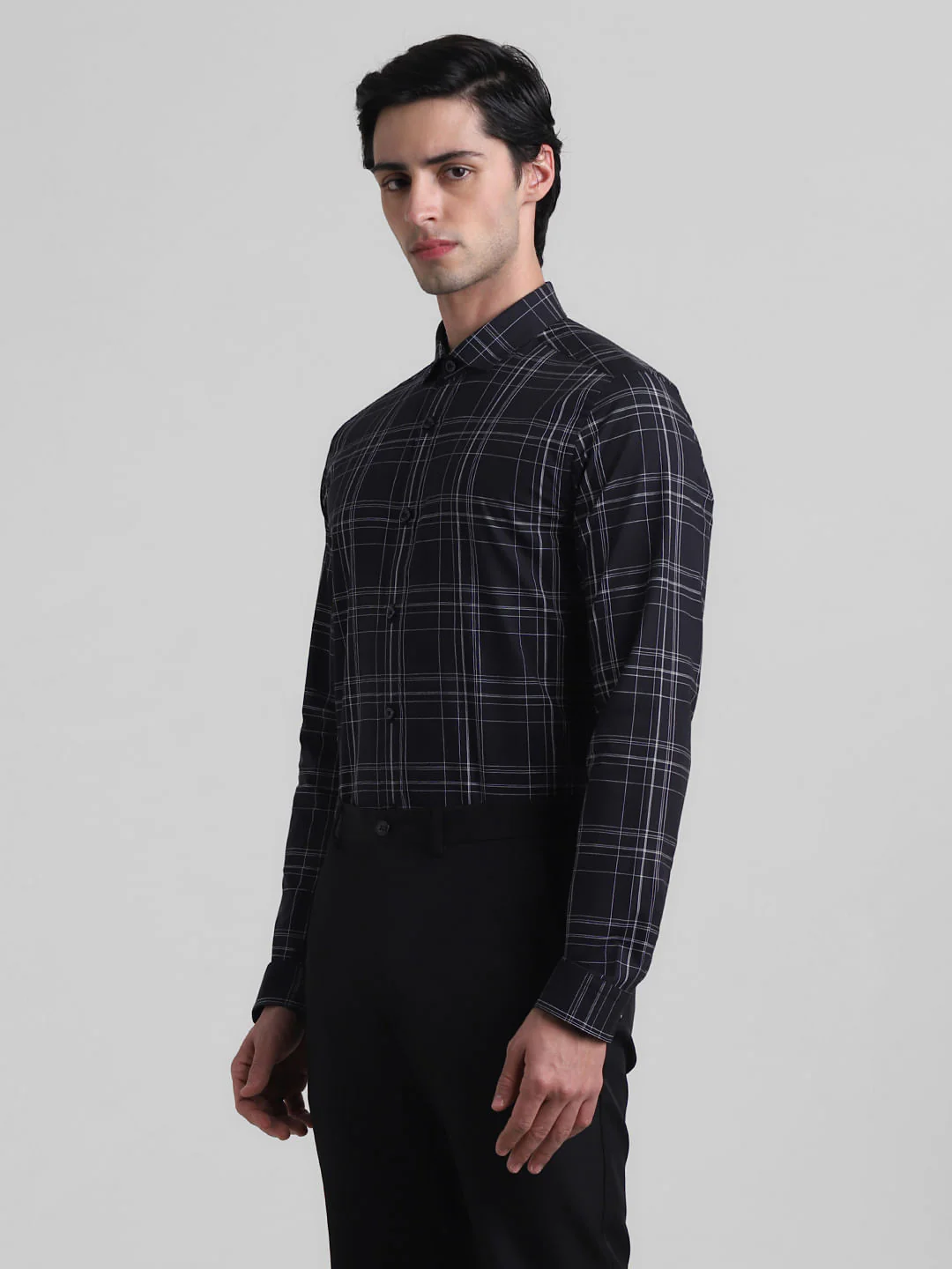 Black Check Print Full Sleeves Shirt - Image 3