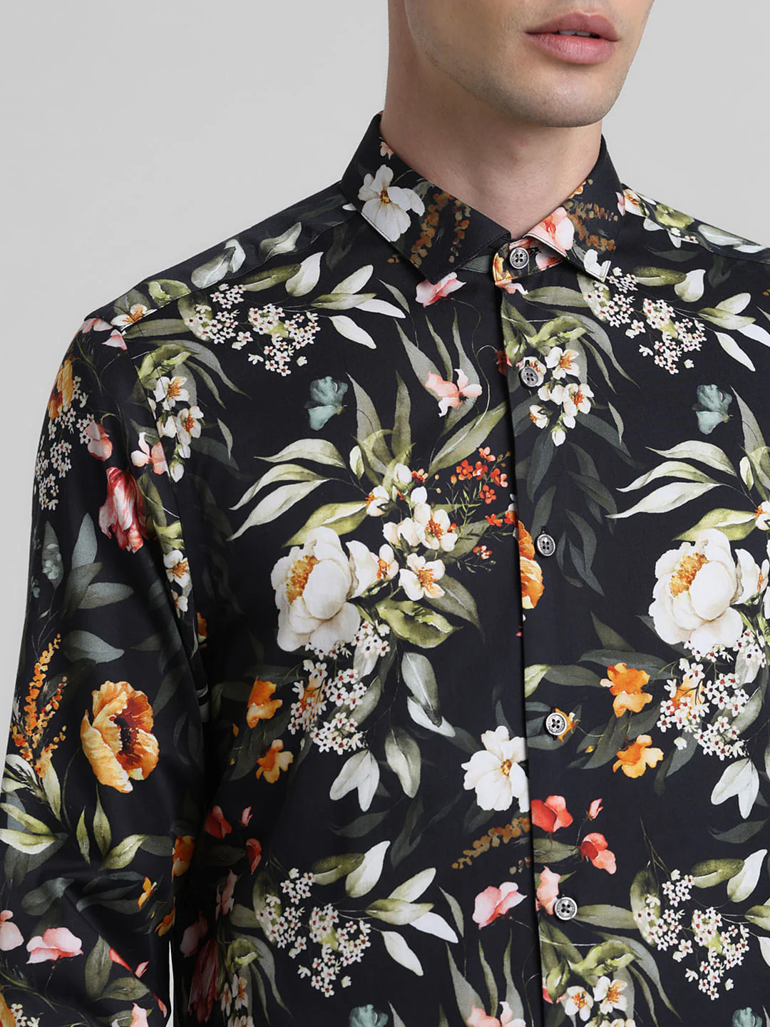 Black Floral Full Sleeves Shirt - Image 5