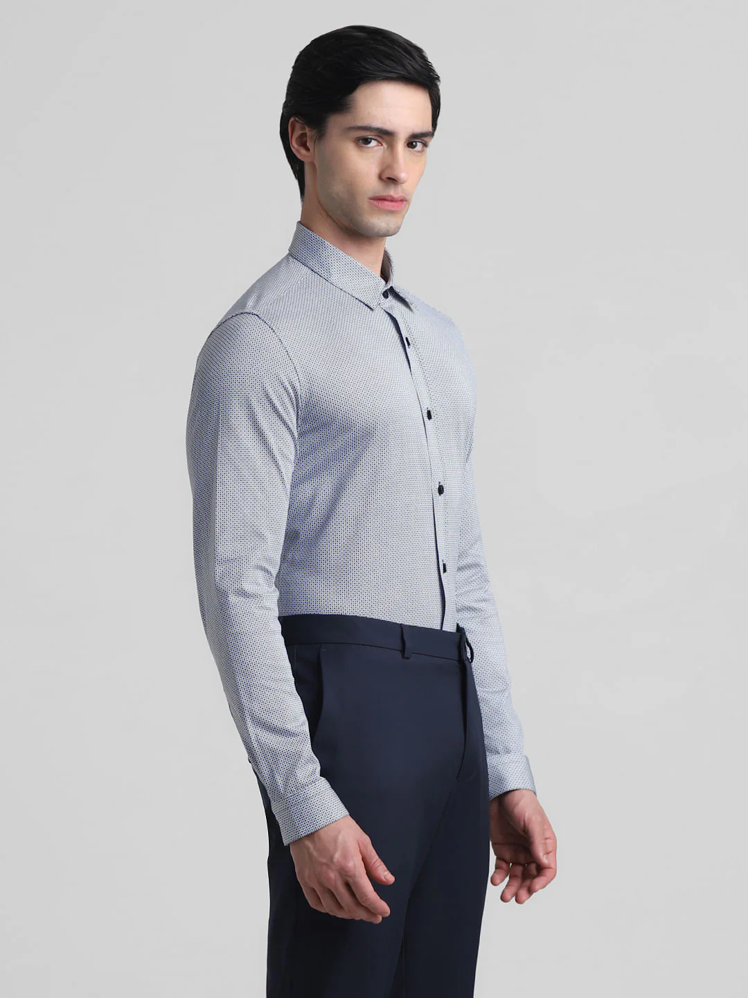 Navy Blue Printed Full Sleeves Shirt - Image 3