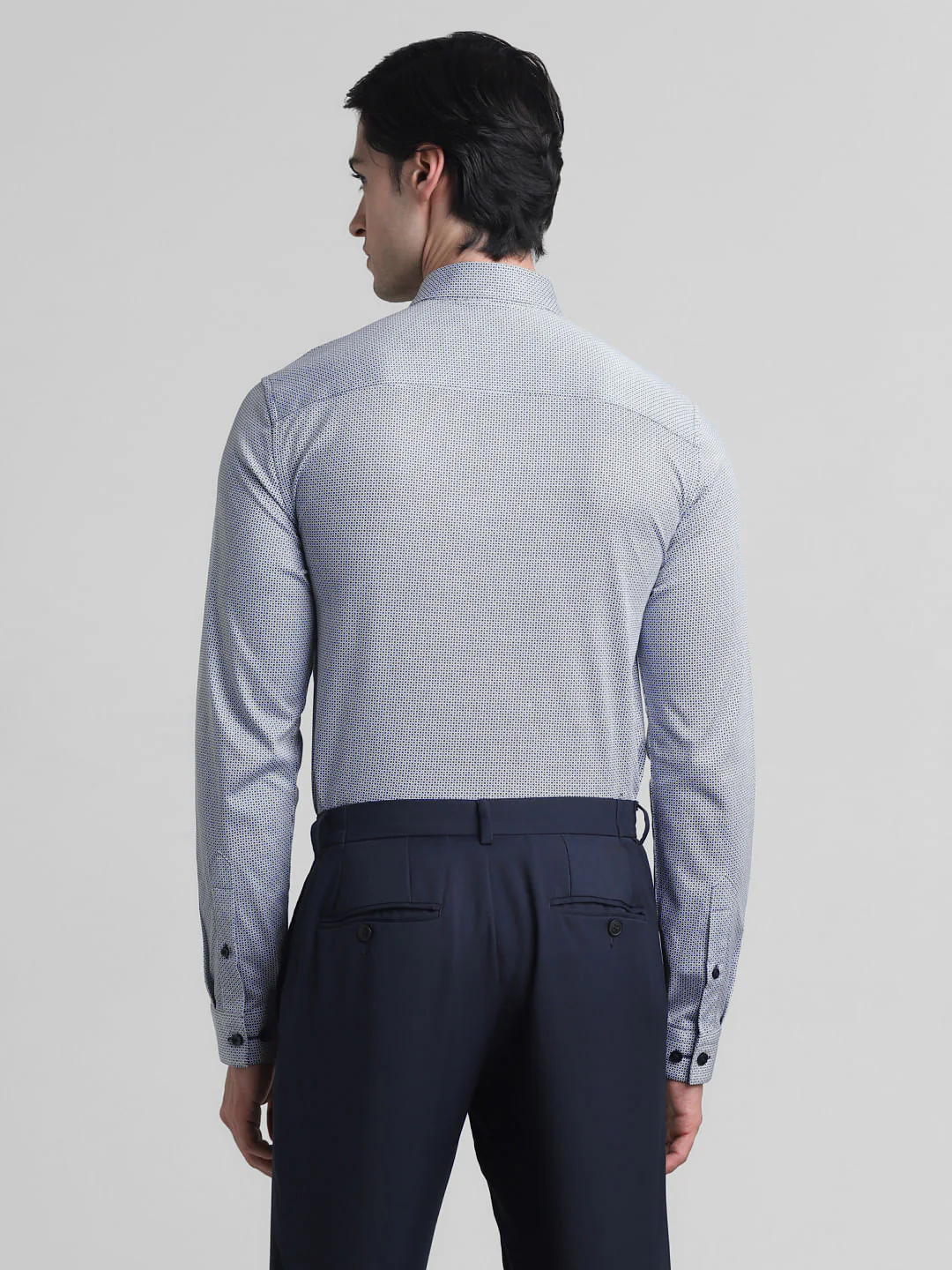 Navy Blue Printed Full Sleeves Shirt - Image 4