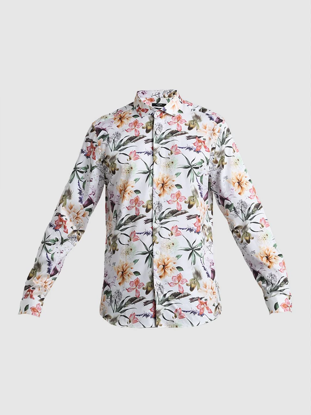 White Floral Print Full Sleeves Shirt - Image 7